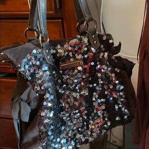 Juicy Couture black velvet and sequin handbag